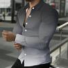 Men Collared Shirt Black White Gradient Solid Tone Long Sleeve Button Down Top