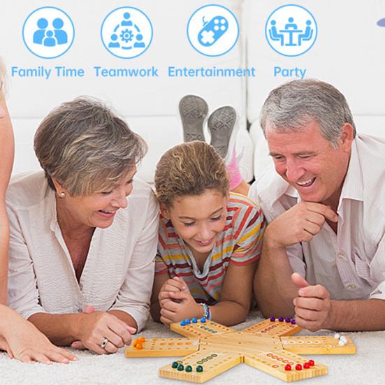 Marble Board Game Kit Eco-friendly Compact Portable Easy to Use Classic Strategy Wooden Board Game Entertainment Tool