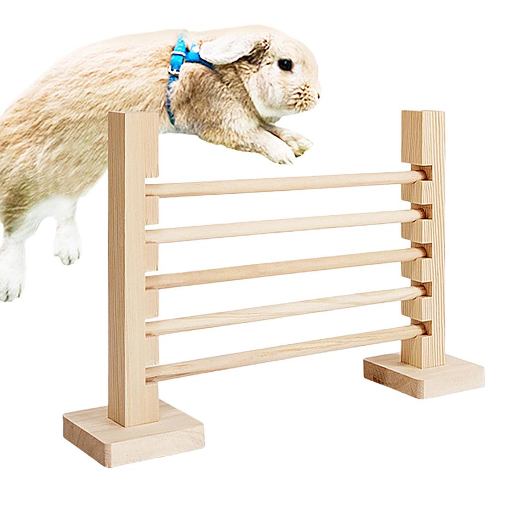 Kaninchen Sprungstange Holz Hase Agility-Ausrüstung Verstellbare Höhe Tier Sprungzaun Trainingsspielzeug Für Gehege Frettchen Chinchilla