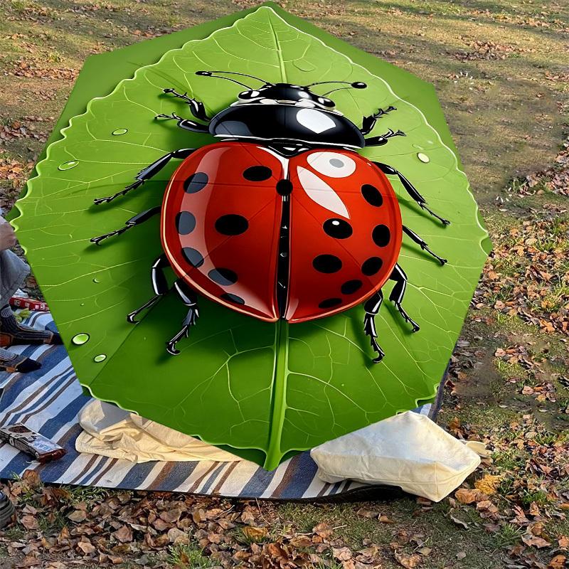 1pc ladybug leaf Automatic Open/Close Umbrella with Windproof, 8-Rib Sturdy Canopy, Durable Ribs, Fashionable Design1135A