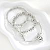 3 Pcs/Set Fashion Heart Pendant Bracelets Set for Women Vintage Simple Silver Color Ball Beaded Bracelets Bangles Jewelry Gifts