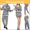 Unisex Convict Prisoner Outfit With Bold Striped Pattern Designed For Holiday Celebrations And Themed Events