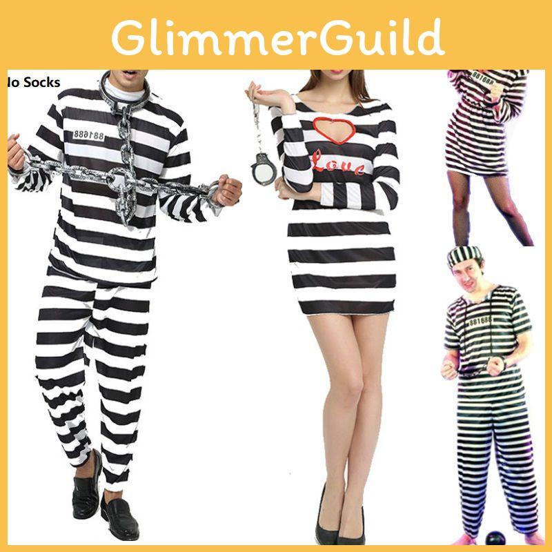 Unisex Convict Prisoner Outfit With Bold Striped Pattern Designed For Holiday Celebrations And Themed Events