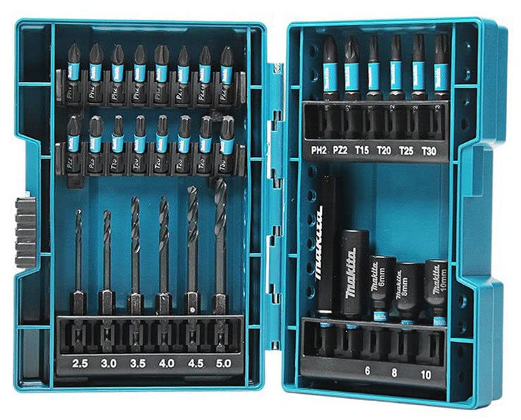 Makita Impact Driver Bit Socket Drill Bit Set of 33 Hex Shaft Case Included 6.35mm E-06622 [Item]
