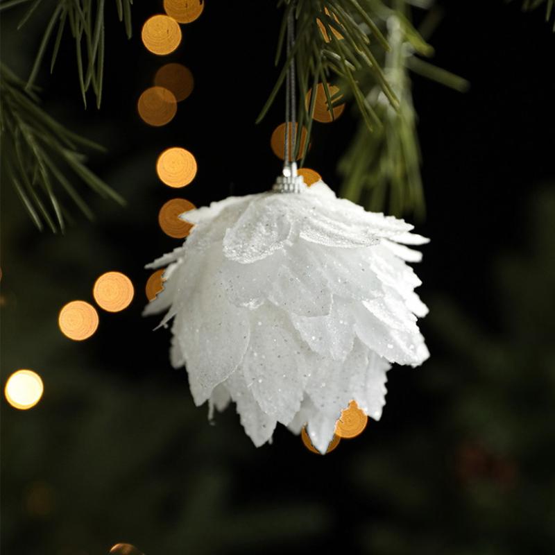 1 st Blomskum Snöbollar Vit Julkula Julgranshängande Hänge För Hem Juldekoration År
