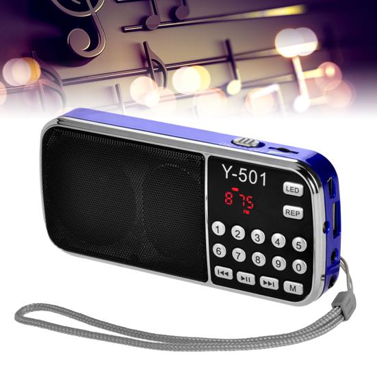 Y-501 FM Radio TF Card USB Digital Support AUX Portable LED Flashlight Audio