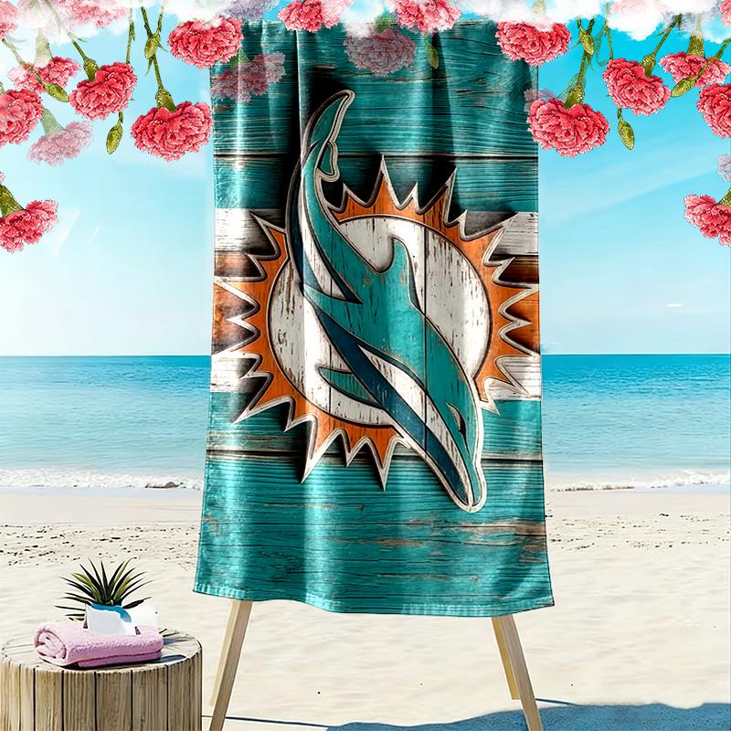 Miami Dolphins2 Print Beach Towel, Large Soft Quick Dry Towel for Beach Camping Swimming