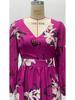 2025 Summer Women's V-Neck Long-Sleeved Printed Swing Dress