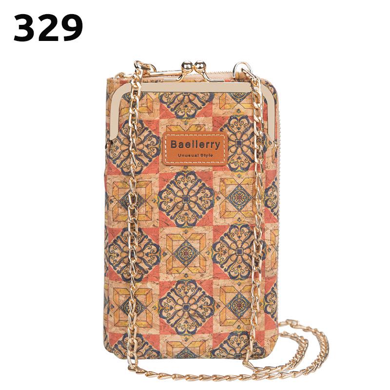 Baellerry Women's Large Capacity Crossbody Wallet - Fashion Wood Grain, Multi-Card Slot, Phone Bag, Korean Style