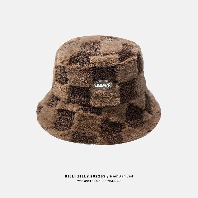 Autumn and winter bear ears plush hat women's thickened warm ear protection wool hat big head circumference versatile bag head knitted hat
