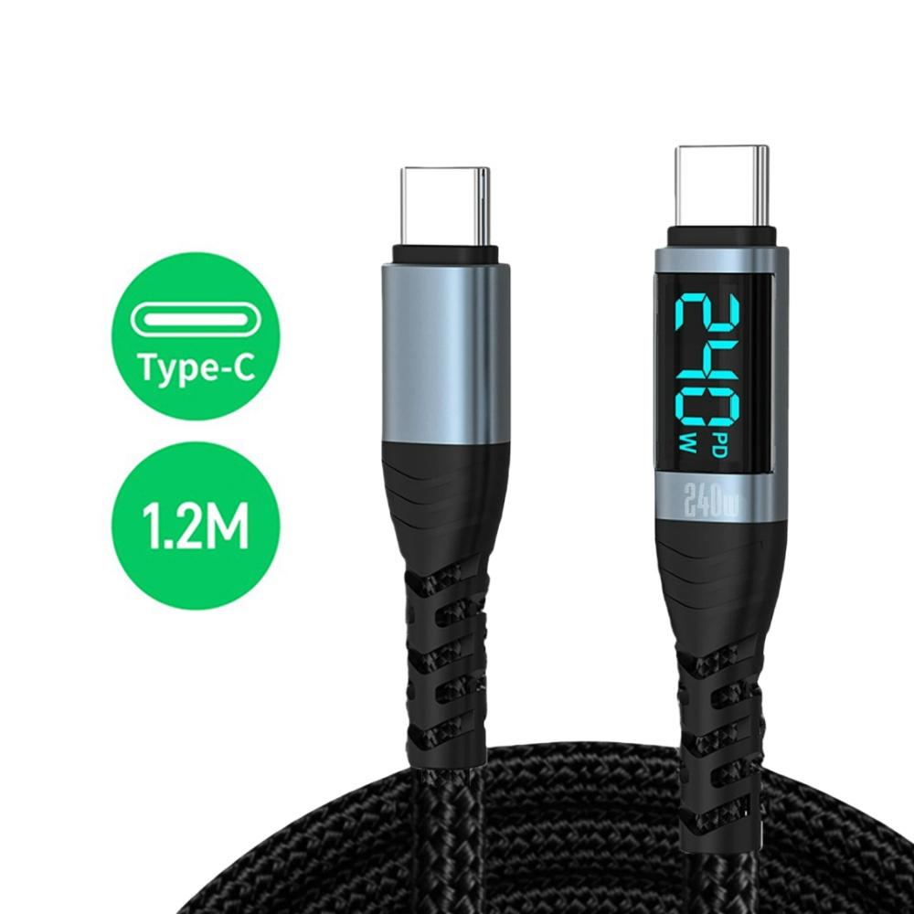 240W Type C to Type C Cable PD 3.1 Super Fast Charging Digital Display Cable USB C To Type-C Data Cord For iPhone Samsung Xiaomi