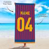 1 Stück Personalisierbares Strandtuch mit individuellem Logo und Fußball-Elementen, Teamlogo, Spieler-ID, Foto-Personalisierung Strandtuch