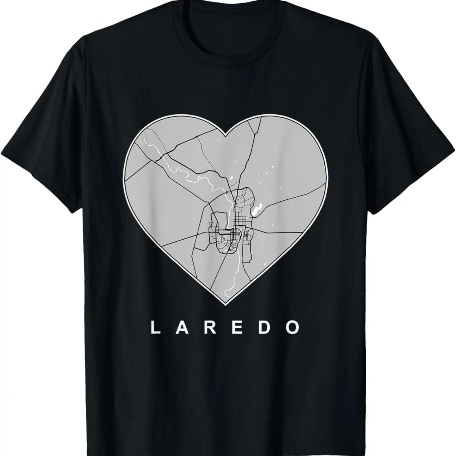 Laredo TX City Map, Heart Love Laredo Texas T-Shirt S