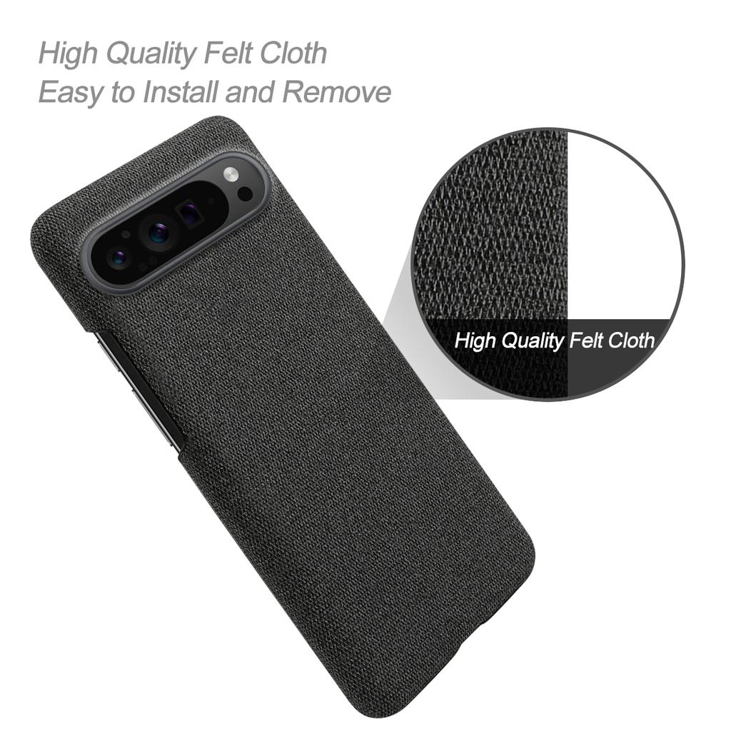 For Google Pixel 9 Pro XL Case Solid Color PC+Cloth Drop Protection Back Phone Cover
