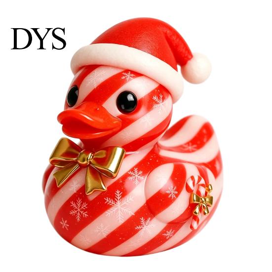 Holiday Home Ornament Set Christmas Duck Figurine, Resin Sculpture for Decor, Cute Desk Decor Desktop Ornaments with Festive Elements Indoor