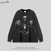 Oversized Vintage Washed Cotton Long Sleeve Tee Unisex Streetwear Hip Hop Crew Neck Top