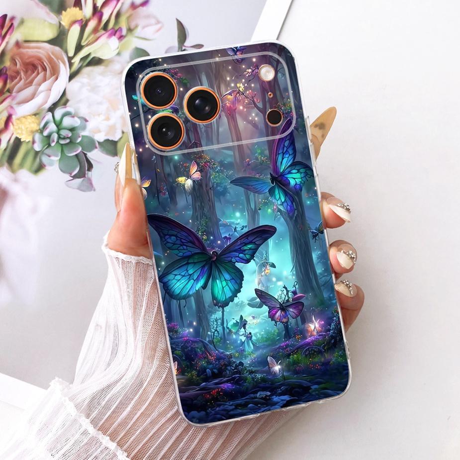 For Apple iPhone 17 Pro Max Case Luxury Flowers New Painted Cover Clear Silicone Case For iPhone 17 Air iPhone17 Pro Soft Fundas