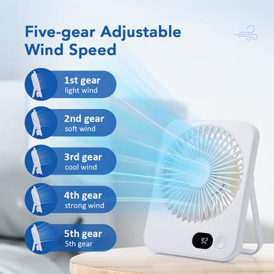 3in1 Desktop Fan Silent Small Fan 5 Gear Ultra-Thin Strong Wind Handheld Fan Hanging Wall Fan USB Charge Summer Cooling Device