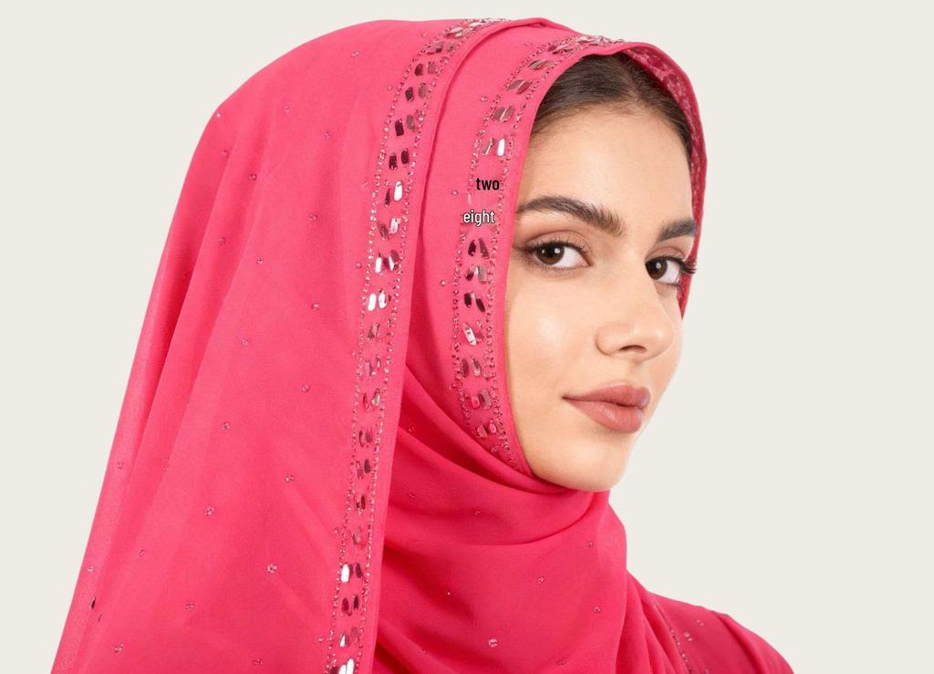 Pearl Chiffon Rhinestone Ethnic Scarf Shawl