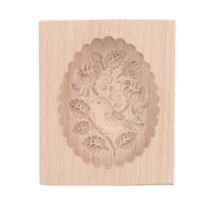 Wooden Cookie Mold Carved Bird Pattern Multifunctional Cookie Press Stamp Mould Baking Tools