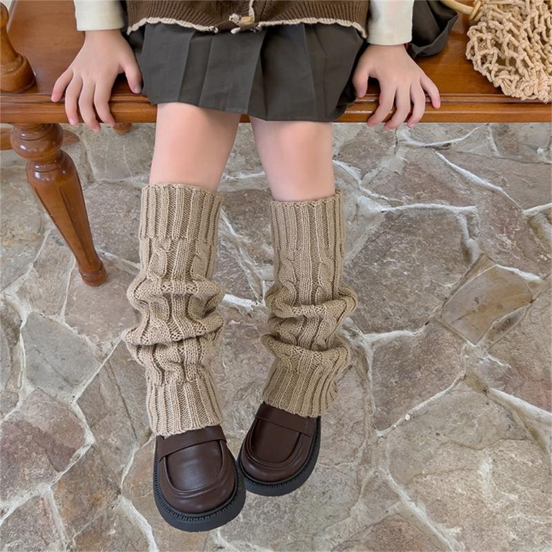 Fashion Knit Leg Warmers for Little Girls Slouchy Socks for Dress Toddler Winter Cable Knit Socks Thicken Warm Leggings