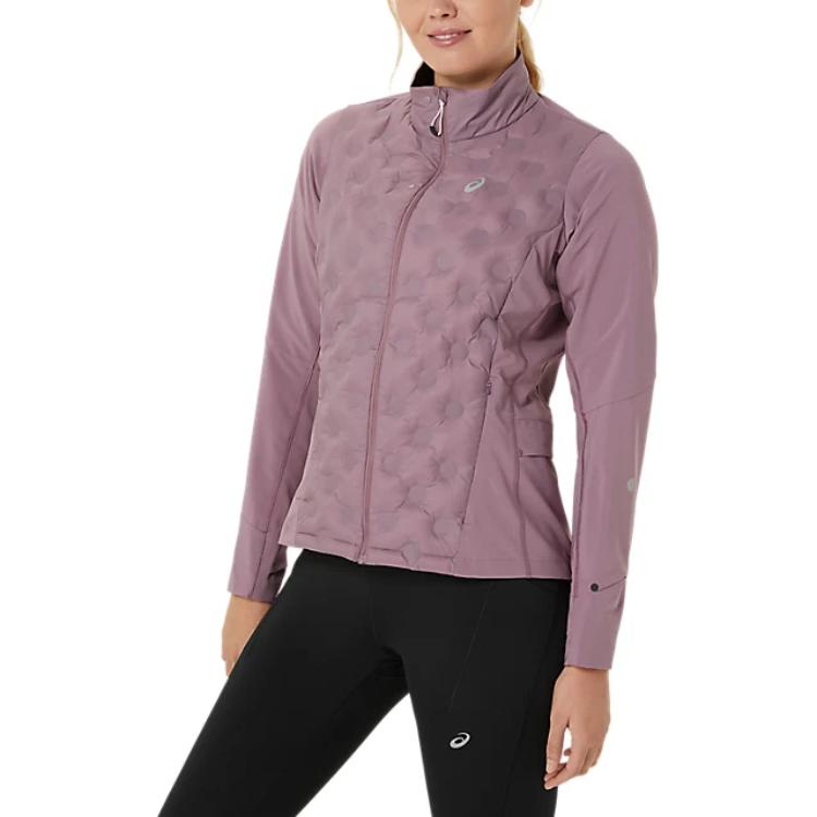 Asics Chaqueta para mujer Road Logo Cortavientos Impermeable Cálida Manga Larga Chaquetas Gris Marrón 2012D069-500