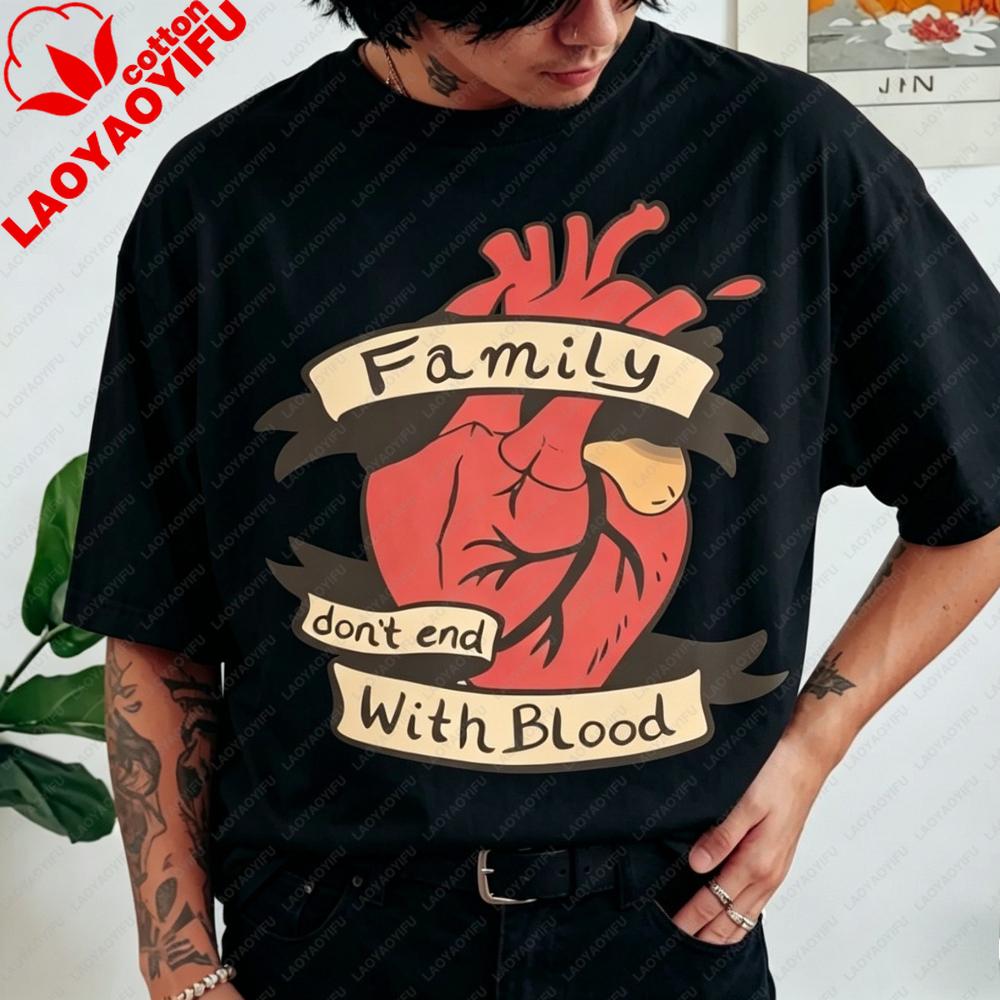 Family Don't End with Blood Supernatural Theme Shirt SPN Winchester Brothers Graphic Tee Science Fiction TV Series Gift Tshirt