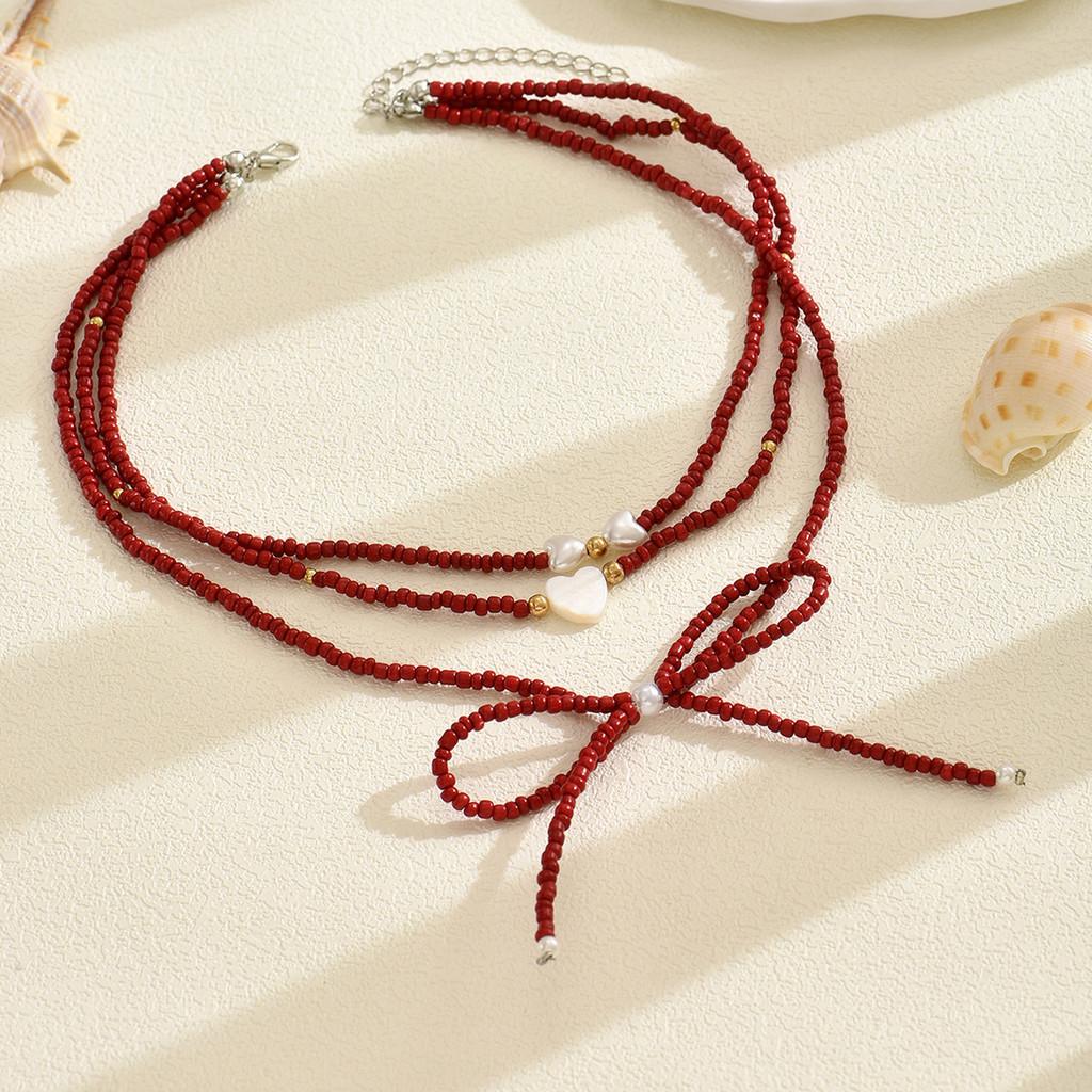 Handcrafted Butterfly Bow Pearl Necklace For Women Summer Fashion Accessory