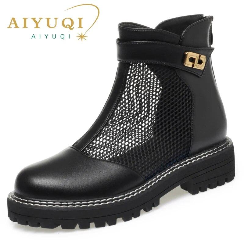 

Женские летние сапоги. Повседневные женские сетчатые сапоги в британском стиле. Модная женская обувь. 40 чёрный