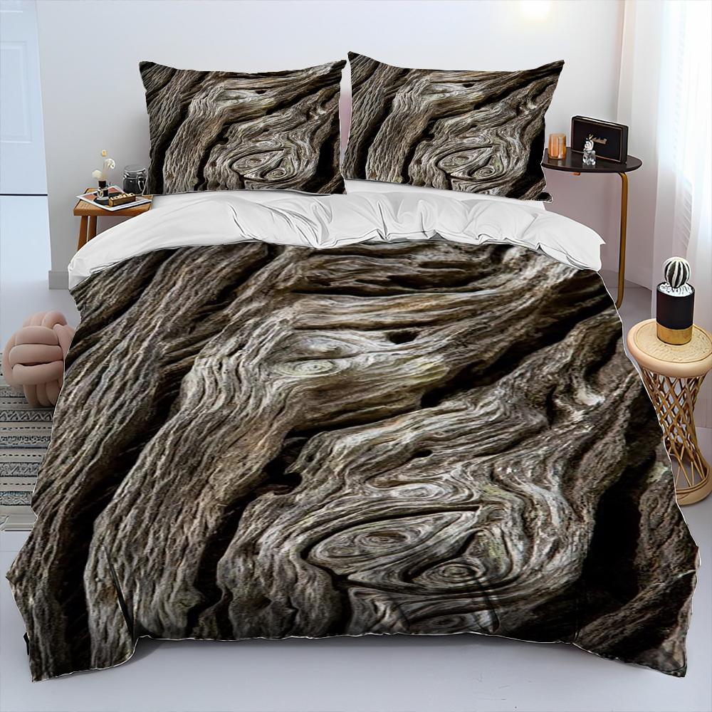3D Wood Grain Comforter Bedding Set,Duvet Cover Bed Set Quilt Cover Pillowcase,King Queen Size Bedding Set for Adult Child Gift