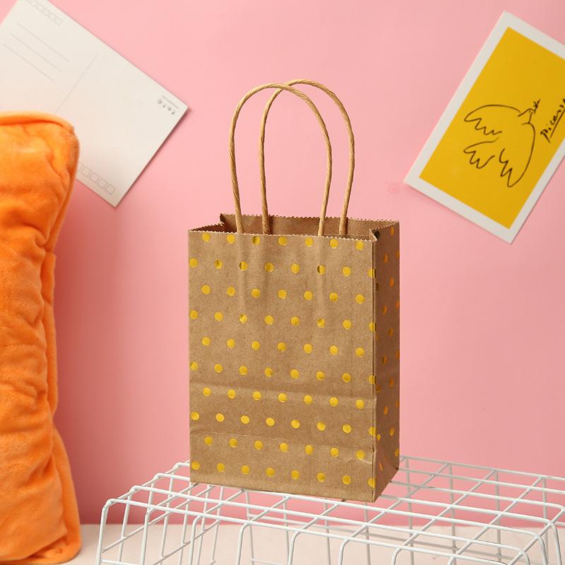 

5 шт. крафт-бумажные пакеты с точками и звездами с ручками для дня рождения, свадьбы, рождественской вечеринки, украшения для детского душа, новогоднего подарка, упаковки 15x11x6cm