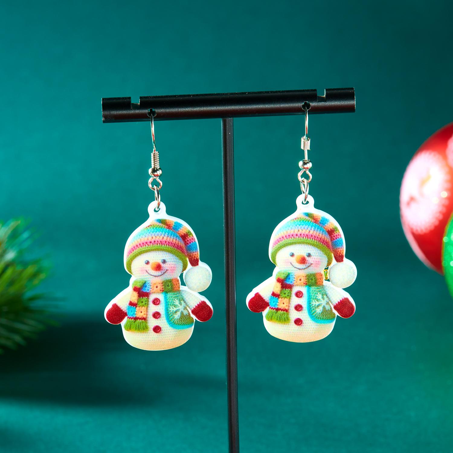 

New Creative Acrylic Snowman Drop Earrings For Women Girls Cute Snowman Pendant Necklace Festivel Party Jewelry Christmas Gifts