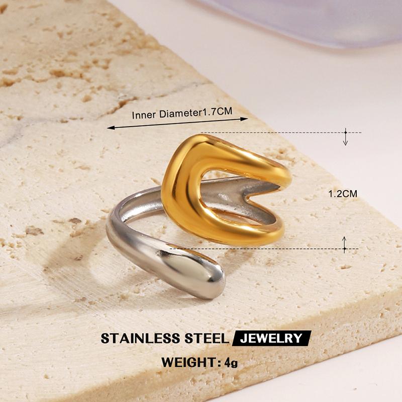Stainless Steel Geometry Rings for Men Women Two Color Waterproof Open Punk Charms Rings Luxury Jewelry Gifts 2025 New
