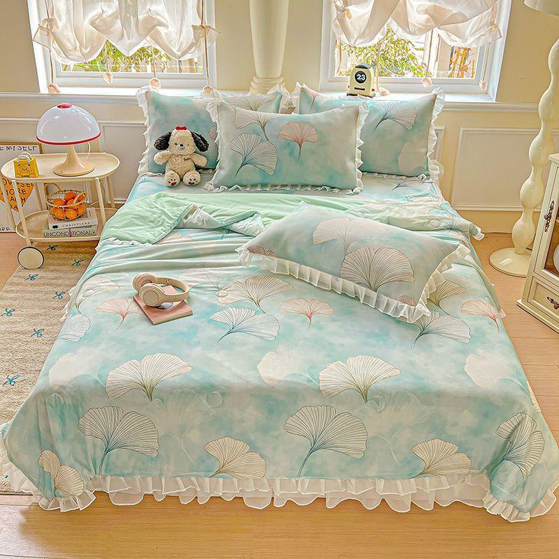 Ultraweiche Sommerkühlsteppdecke - Leicht, atmungsaktiv und hautfreundlich mit geprägtem floralem Druckdesign für alle Jahreszeiten