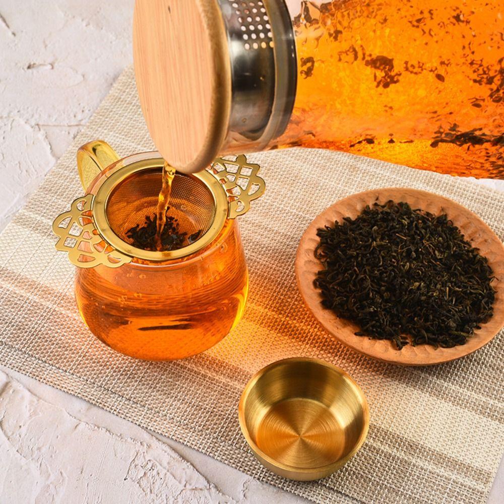 Stainless Steel Hanging Tea Strainer Easy Clean Lace Tea Infuser Double Ear Tea Filter  Kitchen