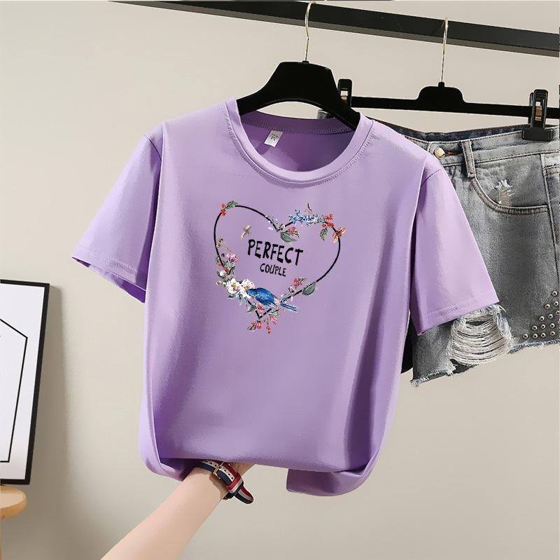 Summer 2025 New Short-sleeved T-shirt Women's Round-neck Printed Top