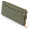 Kitamura Leather Long Wallet with a Unique Texture, KhakiIvory Stitching, PH0538, Green, 33915