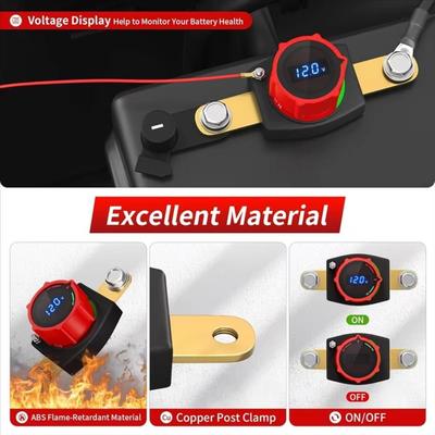 Brass Screw Hole LED Voltmeter Side Column Battery Switch  All Terrain Vehicles