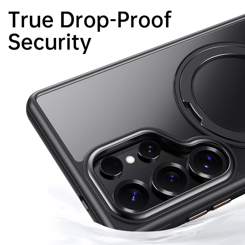 KEYSION N52 Magnetic 360° Ring Stand Case for MagSafe for Samsung Galaxy S25 Ultra 5G S25+ Matte Transparent Shockproof Phone Cover