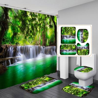 Cortina de chuveiro de poliéster à prova d'água com impressão digital Nova série Waterfall Cortina de chuveiro à prova d'água e antimofo