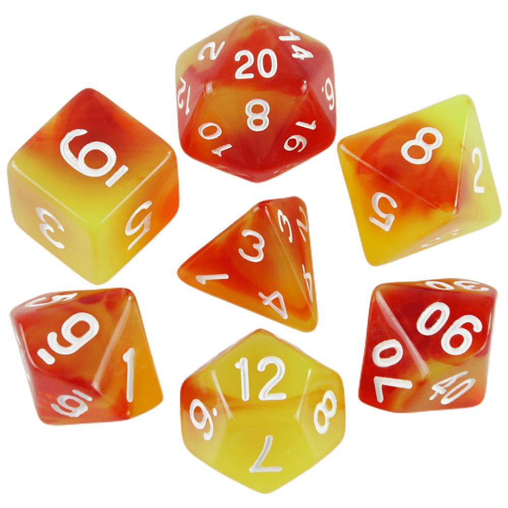 Набор игральных костей DND - 7 многогранных игральных костей для игры «Драконы» Настольная ролевая игра DND, прозрачные разноцветные игральные кости red yellow