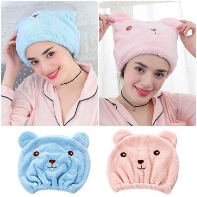 Lovely Little Bear Hair Drying Cap Towel Microfiber Soft Quickly Dry Hair Shower Hat Adult Thickened Absorbent Bathing Cap