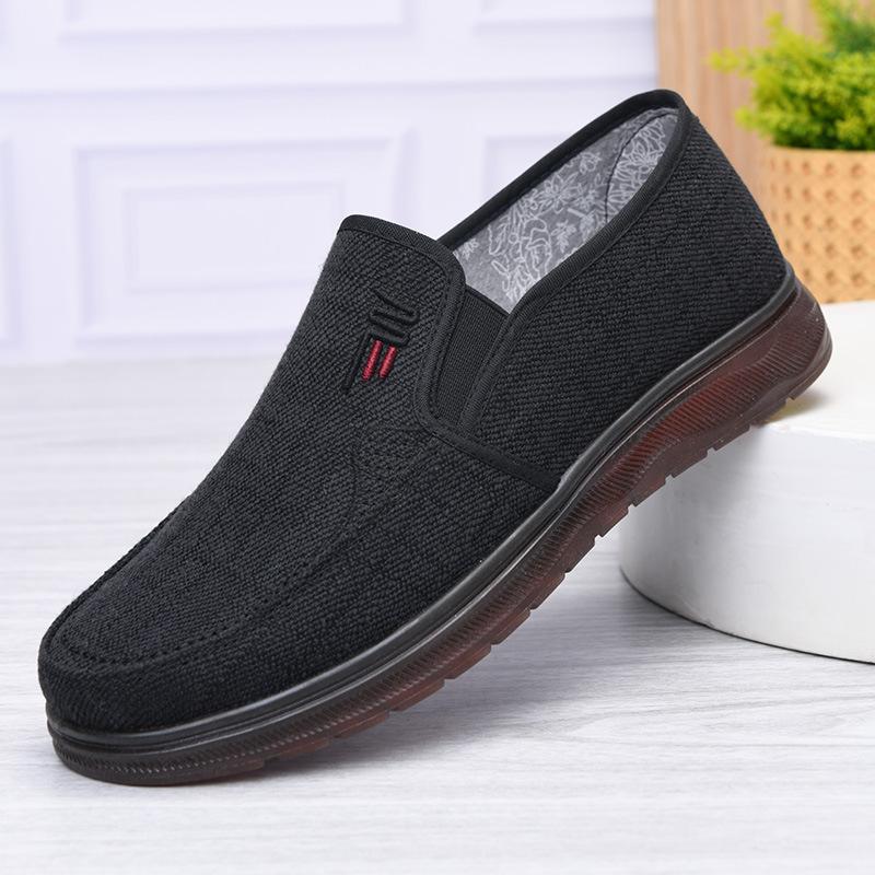 Breathable Linen Men's Shoes New Non-slip One-pedal Casual Shoes Summer Old Beijing Cloth Shoes Single Shoes Middle-aged and Elderly
