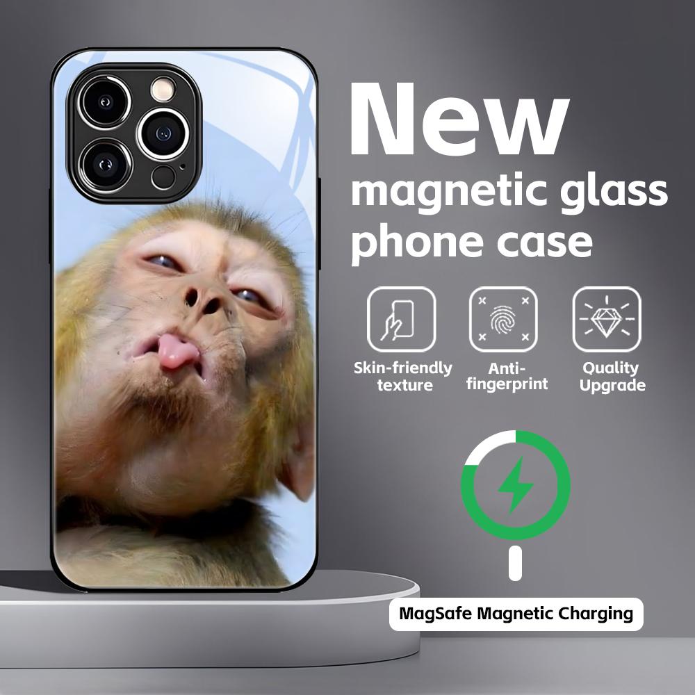 

Monkey Sipping Caprisun Meme Phone Case For iPhone17 16 15 14 13 12 11 X XR XS 8 Plus Mini Pro Max Glass Magnetic Case iPhone 13 Pro Max