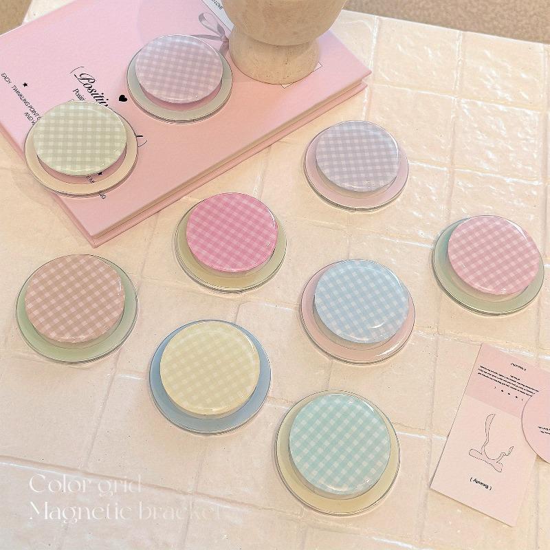 Color Lattice Pattern Case Foldable Holder For Magsafe Magnetic Phone Grip Tok Stand For iPhone Samsung Bracket