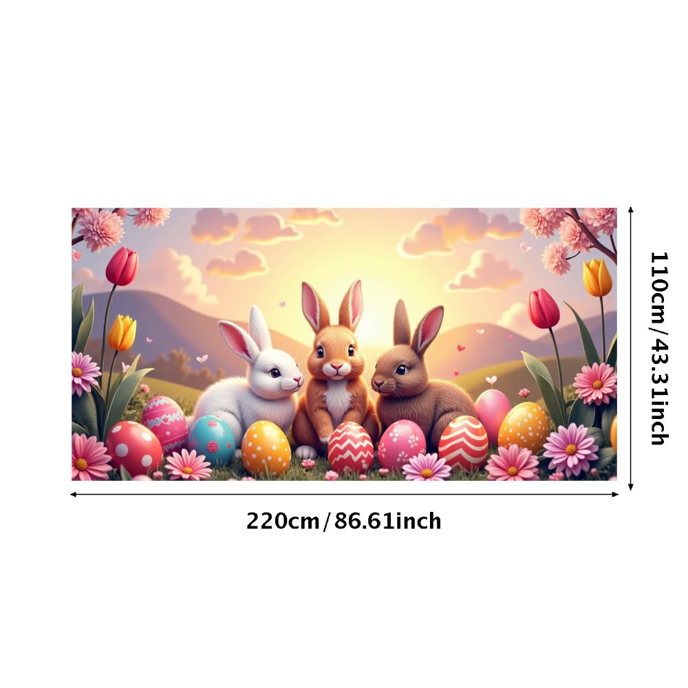 Bunny Backdrop Fabric Party Supplies Easter Banner Lightweight Photography Props For Indoor Spring Decorations Kids