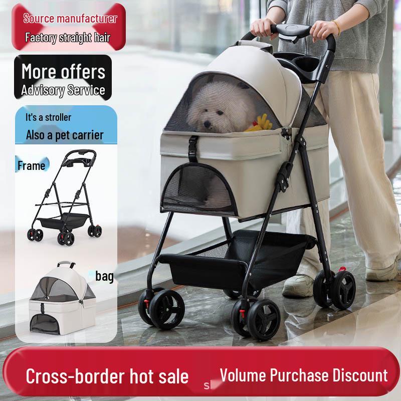 Lightweight Foldable Pet Stroller for Medium & Small Dogs/Cats - Detachable Outdoor Walking Cart Pet Stroller YW-501
