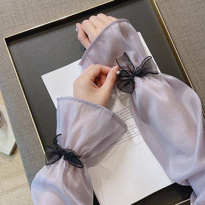 Sunscreen Bow Tie Arm Sleeves Women Ice Silk Plus Size Arm Protection Uv Protection Gloves Arm Sleeves Quick Dry Arm Warmer