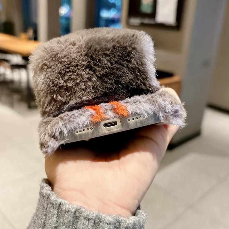 Winter Fluffy Plush Phone Case For iPhone 17 Pro Max 16 15 14 13 Pro Max Air Warm Furry Hand Wrist Soft TPU Silicone Back Cover
