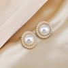 S925 Silver Needle Fashion Earrings Elegant Atmospheric Pearl Earrings French Retro Versatile Hong Kong Style Earrings